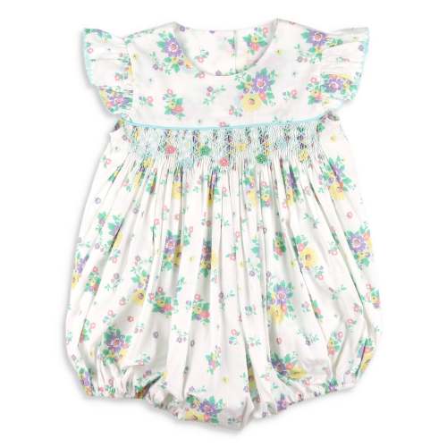Girls Smocked Bubble - Blissful Blooms - Shrimp and Grits Kids