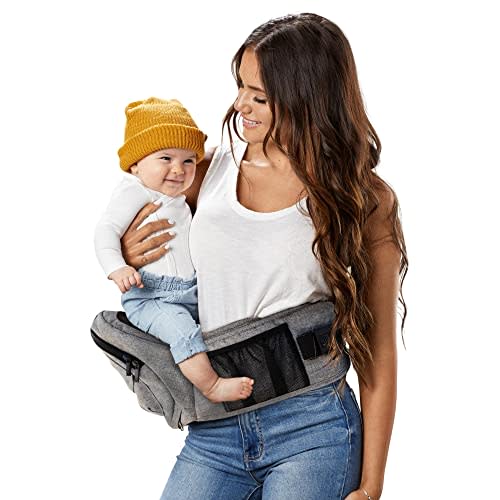 Tushbaby - Safety-Certified Hip Seat Baby Carrier - Mom’s Choice Award Winner, Seen on Shark Tank, Ergonomic Carrier for Newborns & Toddlers, Grey