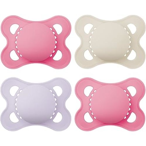 MAM Original Matte Baby Pacifiers, Binky for Girls 0-6 Months, BPA-Free Silicone Nipple, Easy to Clean, Best for Breastfed Babies, Developed with Medical Experts, 4 Count Binkies