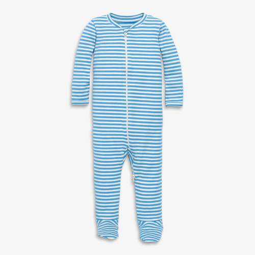 Baby organic zip footie in stripe | Primary.com