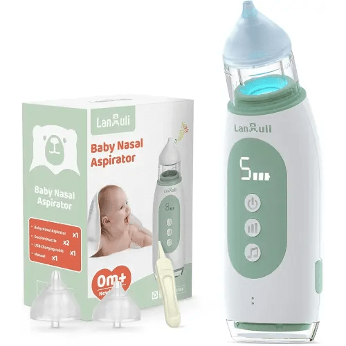 Hospital-Grade Nasal Aspirator for Baby, Automatic Toddler Nose Sucker, Infant Snot Cleaner with Adjustable Suction Level, Music and Light Soothing Function