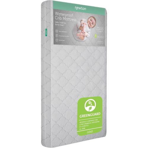 Newton Baby Waterproof Crib Mattress, Breathable & Washable - Grey