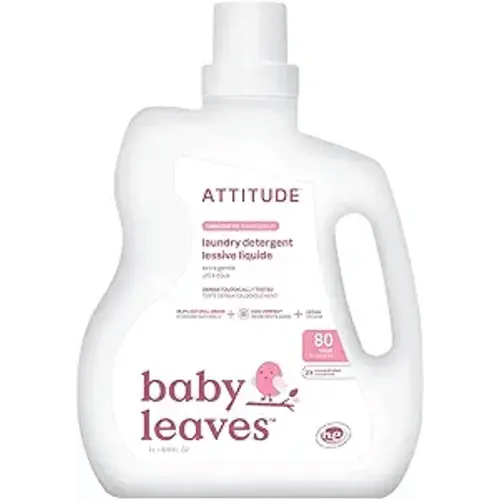 ATTITUDE Baby Laundry Detergent, Unscented HE Compatible Liquid, Extra Gentle, Concentrated, EWG VERIFIED, Dermatologist Tested, Vegan, 80 Loads, 67.6 Fl Oz