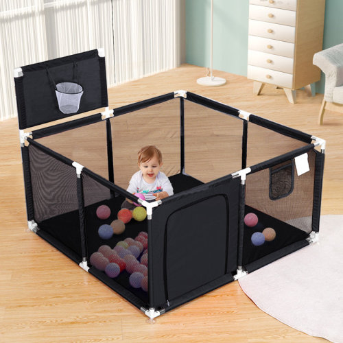 Toocapro 50" x 50" Baby Playpen with Basketball Hoop, Toddler Kids Playard for Indoor and Outdoor & Reviews | Wayfair