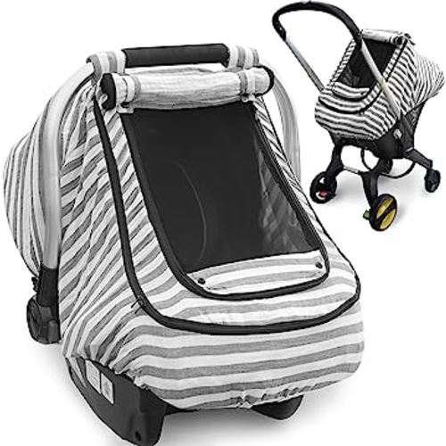 Baby Car Seat Cover, 100% Organic Muslin Carseat Cover for Babies,Infant Car Seat Cover Canopy for Boy Girls