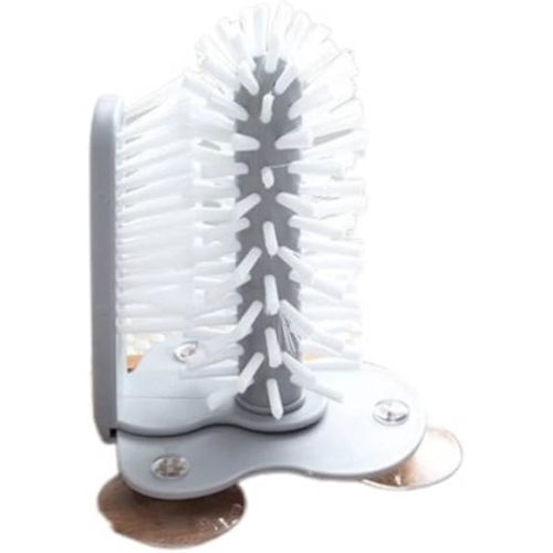 Bottle Brush with Hands Free Suction Base and Extension Handle for Cleaning Baby Bottles, Water Bottles, Wine Glasses, and More. Easy Mounting. Cleans Deep Inside Hard to Reach Bottles (Grey)