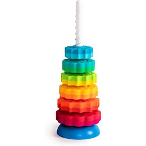 Fat Brain Toys SpinAgain - Corkscrew Stack-and-Sort Toy for Babies & Toddlers