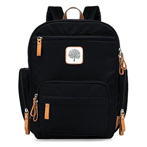 Parker Baby Co. Diaper Backpack - Full Zip Diaper Bag with Insulated Pockets - Black