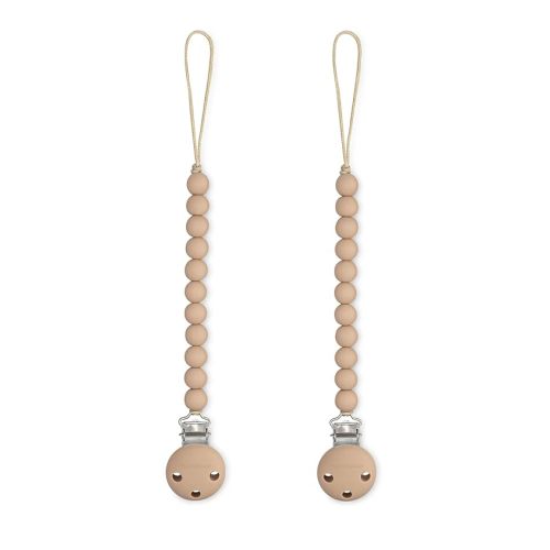 Comfy Cubs Pacifier Clips 2 Pack - 100% Food Grade Silicone Baby Pacifier Clips, BPA & PVC Free - CPSIA Certified, Lightweight and Flexible Baby Gifts - Beige