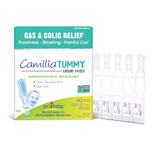 Boiron Camilia Tummy Drops - 40 Count for Colic, Painful Gas, Bloating, & Fussiness - Sterile and Non-Drowsy Liquid Doses