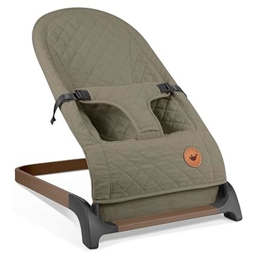 ANGELBLISS Baby Bouncer, Portable Bouncer Seat for Babies, Infants Bouncy Seat with Cotton Fabric, Natural Vibrations (Green)
