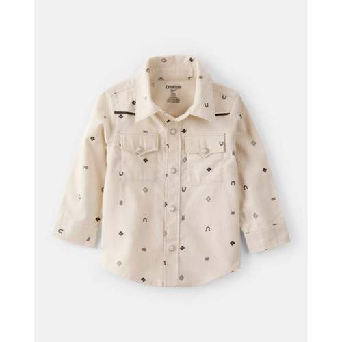 Baby Boy Western Print Cotton Long-Sleeve Button-Down Shirt - Ivory - OshKosh | Carter's