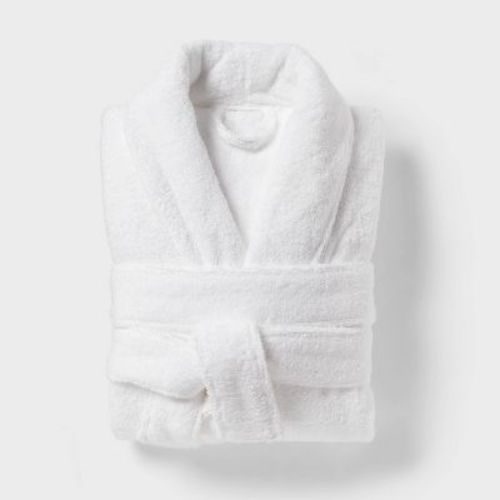 S/M Spa Plush Bath Robe White - Threshold™