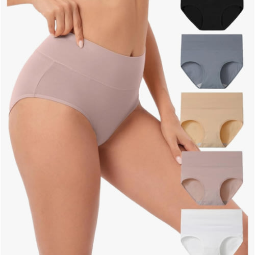 INNERSY Women's Underwear Cotton Briefs High Waisted Breathable Panties 5 Pack