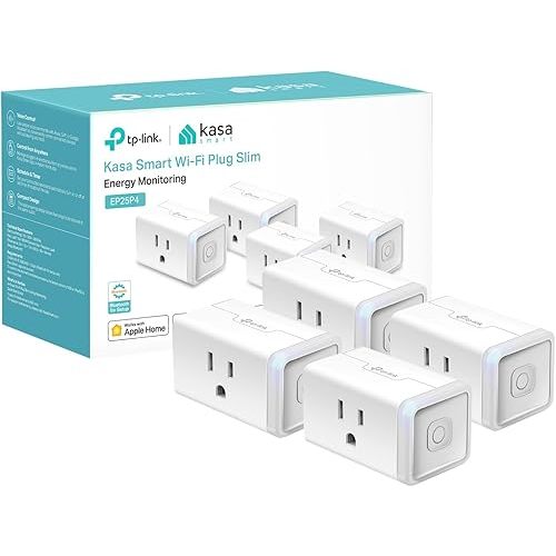Kasa Smart Plug Mini 15A, Apple HomeKit Supported, Smart Outlet Works with Siri, Alexa & Google Home, UL Certified, App Control, Scheduling, Timer, 2.4G WiFi Only, 4 Count (Pack of 1) (EP25P4), White