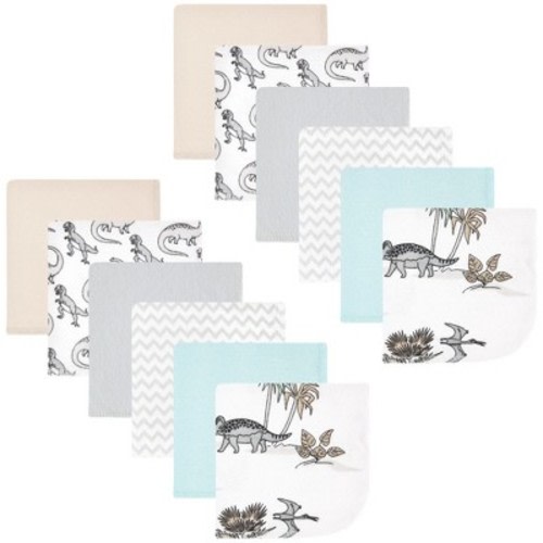 Hudson Baby Flannel Cotton Washcloths, Neutral Dino World 12-Pack, One Size