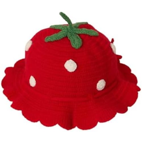 Baby Girls Knitted Strawberry Hat Strawberry Crochet Knitted Winter Hat Breathable Warm Hat