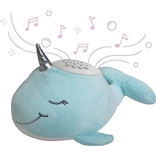 PureBaby Sound Sleepers Portable Sound Machine & Star Projector - Plush Sleep Aid for Baby and Toddlers with Soothing Night Light Display, 10 Lullabies, White Noise, and Heartbeat Sounds (Narwhal)