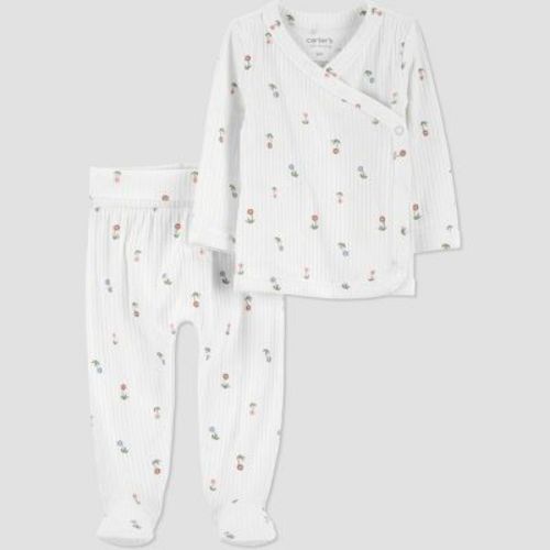 Carter's Just One You® Baby Girls' 2pc Ivory Floral Cardigan Set - 3m