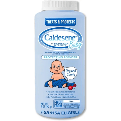 Caldesene Dry & Comfy Baby Powder with Zinc Oxide & Cornstarch, Free from Talc & Preservatives, 5 Oz.