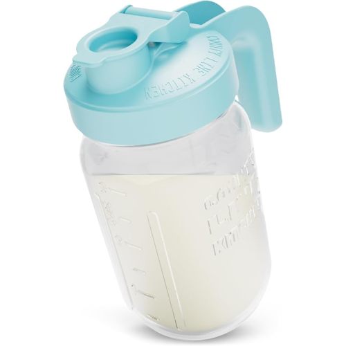 County Line Kitchen Breast Milk Pitcher for Fridge - Wide Mouth, 1 Quart (32 oz) Mason Jar - Heavy Duty Breastmilk Storage Container, Leak Proof, Sturdy - Baby Formula Mixer Pitchers