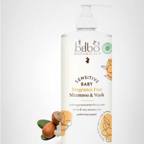 Babo Botanicals Sensitive Baby Fragrance-Free 2-in-1 Shampoo & Wash - Shea Butter, Calendula & Aloe Vera - EWG Verified - Cruelty-Free - Vegan - Pediatrician Tested - For Babies & Kids