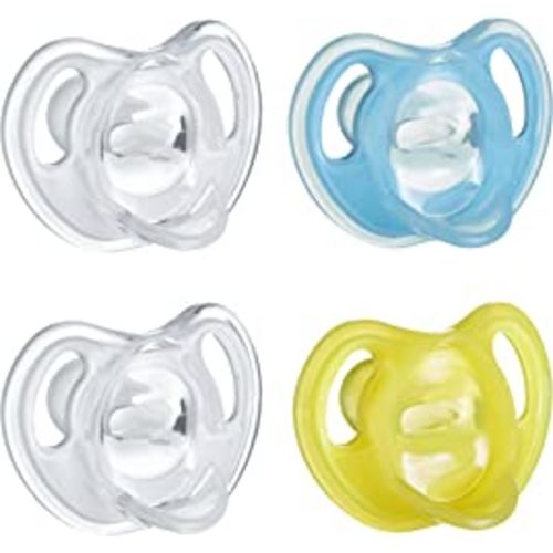 Tommee Tippee Ultra-Light Silicone Pacifier, Symmetrical One-Piece Design, BPA-Free Silicone Binkies, 6-18m, 4-Count