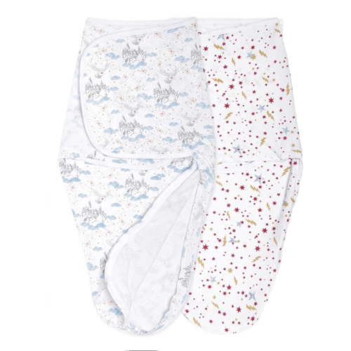 aden + anais Essentials x Harry Potter Wrap Swaddles, Cotton, Harry Potter Messenger, Unisex, Newborn, 0-3 M, 2-Pack