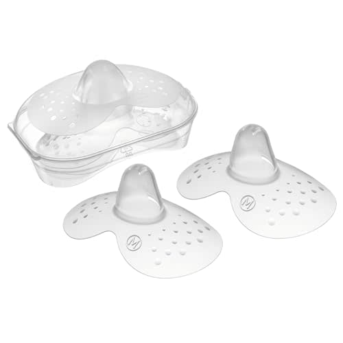 MAM Breastfeeding Nipple Shields with Sterilizing Storage Case, Nipple Shields for Nursing Newborn, Size 2 Medium, 2-Count, Clear