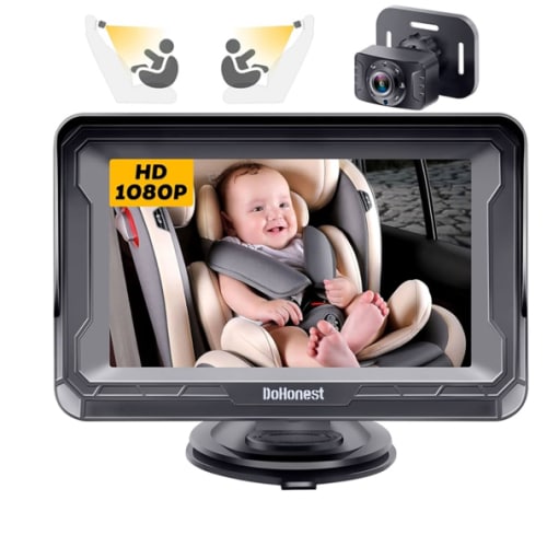 DoHonest Baby Car Camera HD 1080P - Rear-Facing Car Baby Monitor with Night Vision, Adjustable View Angle, Easy Setup, Anti-Glare Display, Safety for Kids & Infants