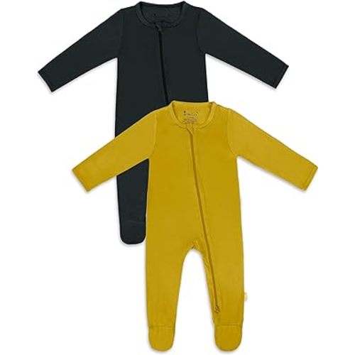 Jimonda Bamboo Pajamas, Unisex Baby One-Piece Footies, 2-Way Zip closure