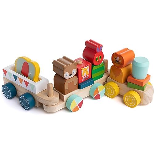 KIDS PREFERRED World of Eric Carle The Very Hungry Caterpillar Wooden Train Set, 12 Pieces