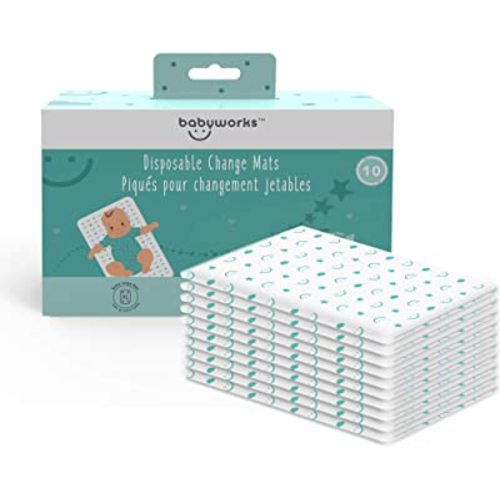 Baby Works - Disposable Change Pads, Waterproof & Leak-Proof Changing Pad, Super Soft, for Babies & Toddlers - 68x45 cm, 10 Count