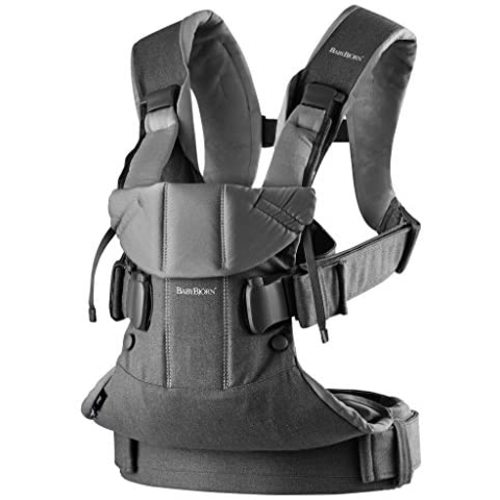 BabyBjörn Baby Carrier One, Cotton, Denim Gray/Dark Gray, One Size (098094US)