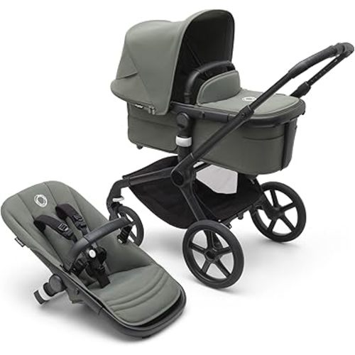 Bugaboo Fox 5 All-Terrain Stroller, 2-in-1 Baby Stroller with Full Suspension, Easy Fold, Spacious Bassinet, Extendable Toddler Seat, One-Handed Maneuverability (Forest Green)