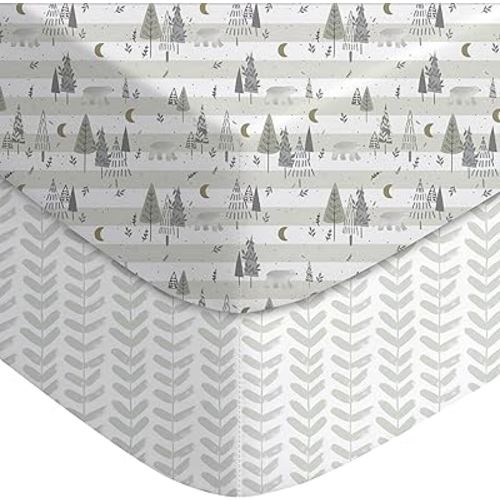 Yoofoss Baby Crib Sheets for Boys Girls, Fitted Crib Sheet 2 Pack for Standard Crib and Toddler Mattress, Super Soft Microfiber Baby Sheet 28x52x8in Forest Bear