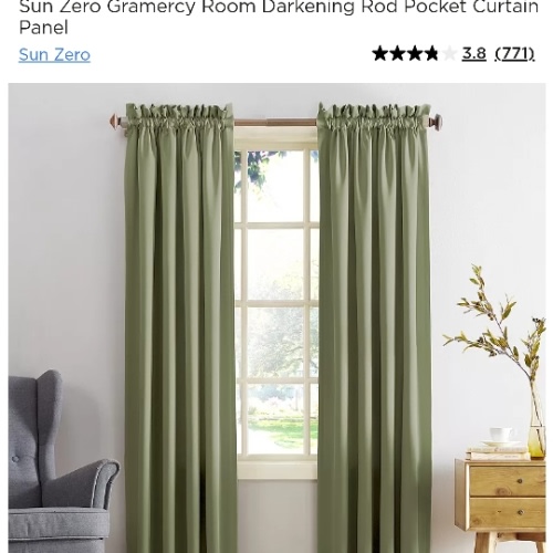 Sun Zero Gramercy Room Darkening Rod Pocket Curtain Panel Sage Green