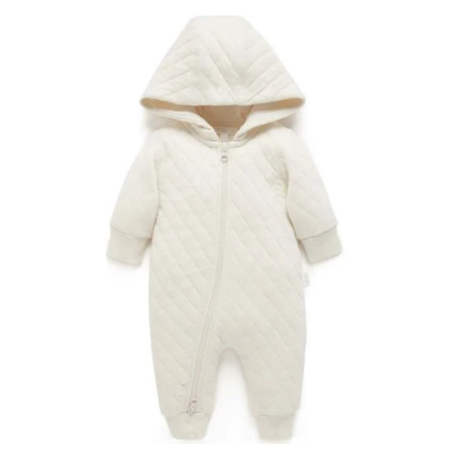 Quilted Coverall Wheat melange - Purebaby Rompers | Maisonette 0-3M