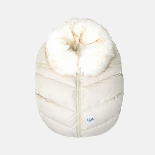 7AM Enfant Tundra Car Seat Cocoon Tundra in White Fur & Beige Heather