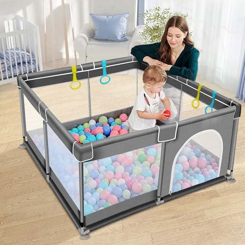 Caveen Baby Playpen, 36x36x27 inch Portable Soft Mesh Indoor Outdoor Safety Fence