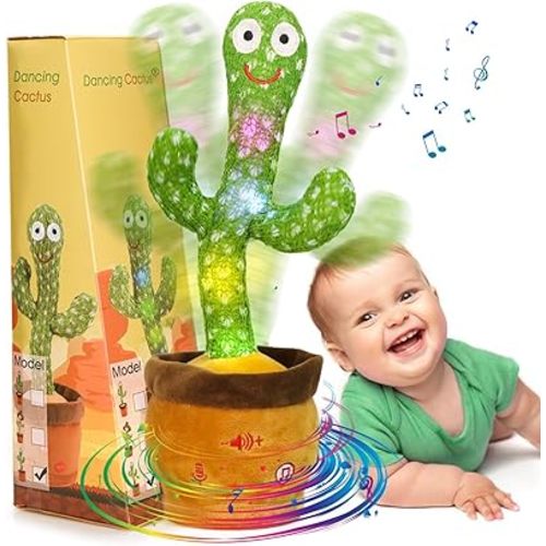 Emoin Dancing Cactus Talking Cactus Toy, Cactus Baby Toy Singing Children's Song+Box,Mimicking Cactus Recording &Repeating What You Say,Electronic Educational Toys for Children Playing