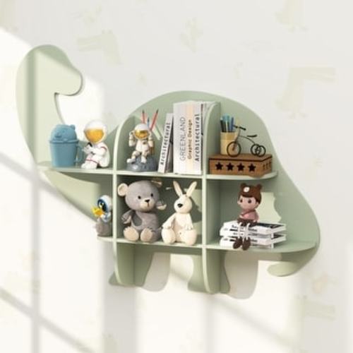 2-Tier Floating Dinosaur Bookshelf for Kids Room Decor - 41.5" x 6.5" x 31"