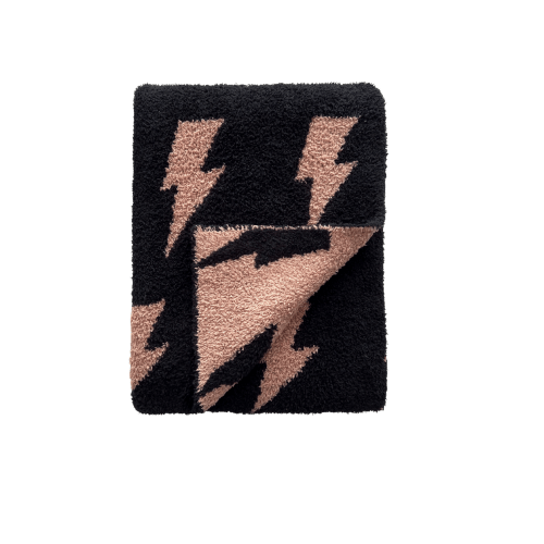 Lightning Bolt Fuzzy Blanket | Mocha (LPK)