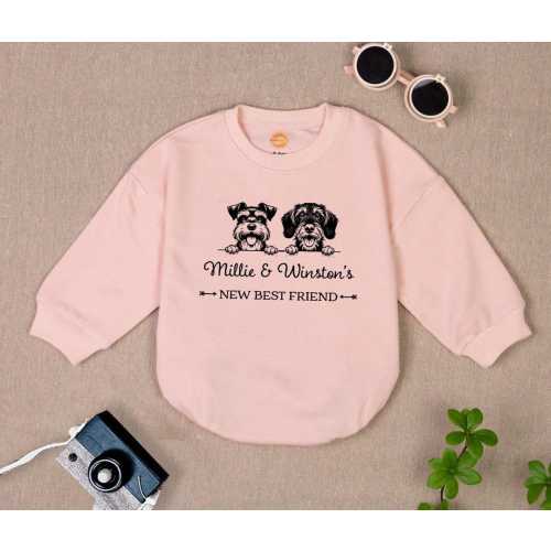 Personalized Dog Lover Baby Romper Sweatshirt,Protected By Dogs Baby Outfit,Custom Pet Name Baby Clothes,Cute Romper Baby Gift,Gift Dog Baby