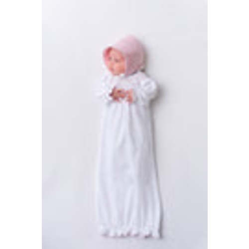 Sweetly Smocked Greeting Gown - Worth Avenue White with Palm Beach Pin