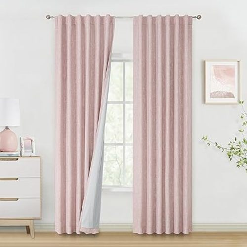 Vision Home Pink Full Blackout Curtains 84 inch for Girls Bedroom Nursery Room Darkening Window Treatment Set Thermal Insulated Rod Pocket Back Tab Soundproof Pink Drapes for Living Room 50" Wx84 Lx2