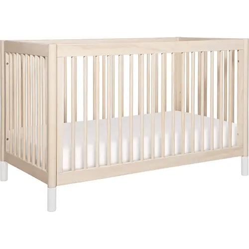 Babyletto Gelato 4-in-1 Convertible Crib with Toddler Bed Conversion in Washed Natural and White, Greenguard Gold Certified