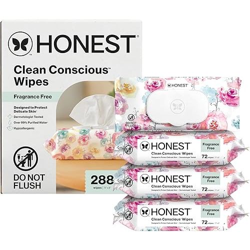The Honest Company Hypoallergenic Multi-Use Baby Wipes for Sensitive Skin, Rose Blossom, 288 Count