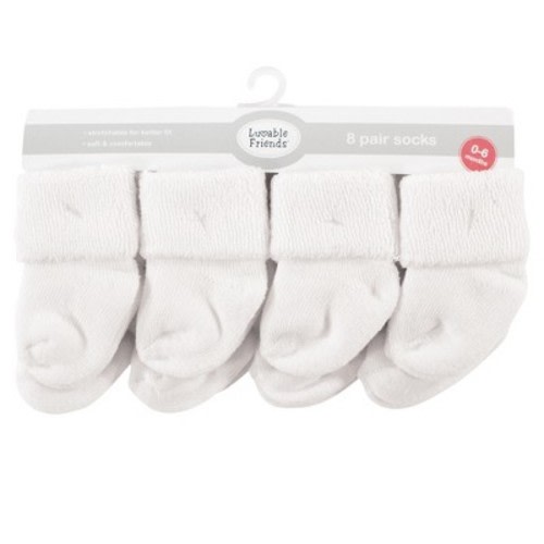 Luvable Friends Baby Unisex Newborn and Baby Terry Socks, White, Size: 0-6 months