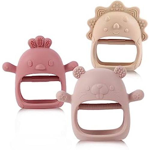 Baby Teethers 3-6 Months, BPA Free Baby Chewing Toys, Easy-to-Grasp Shapes with Soft Texture for Sensory Exploration and Itching Relief During Teething